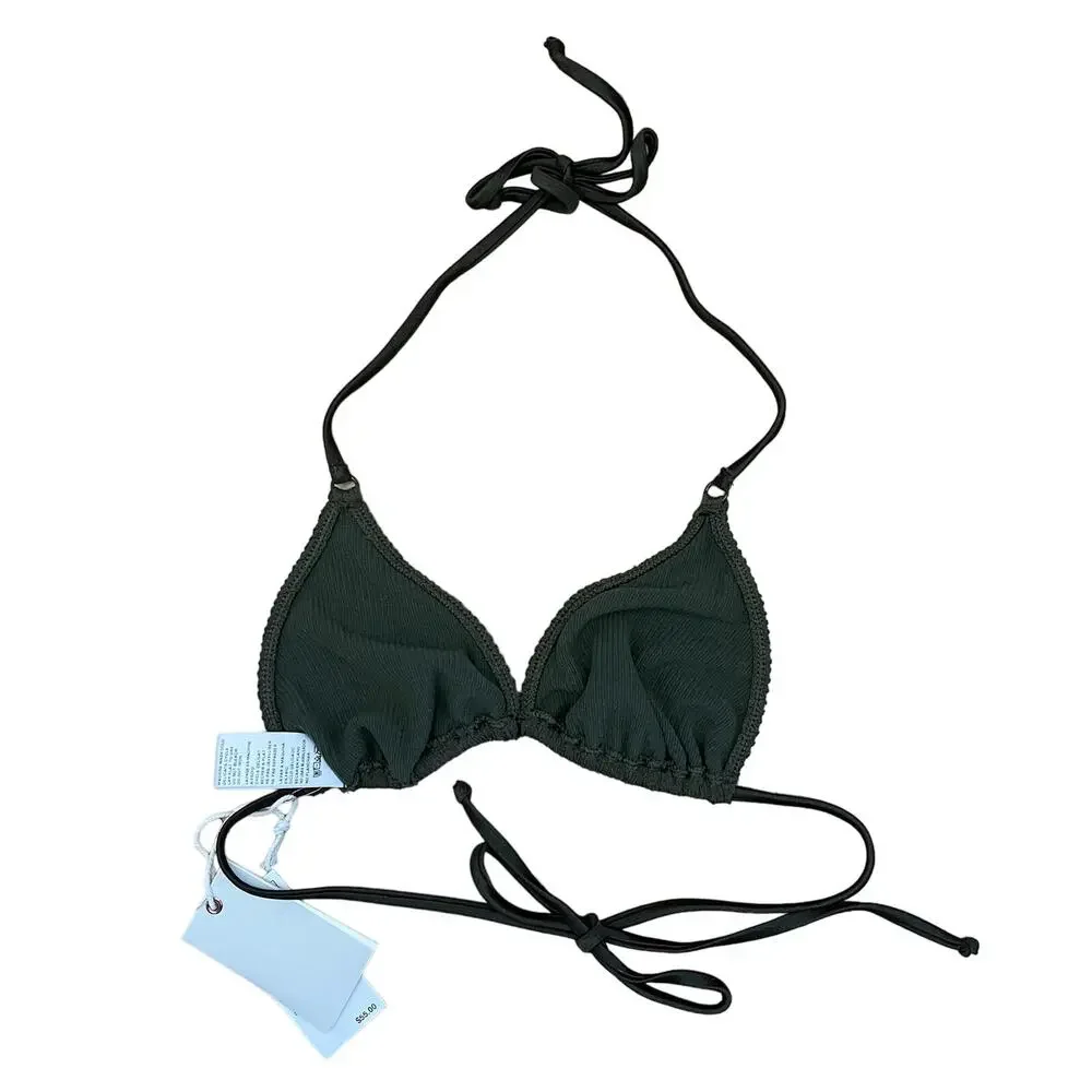 Good American Always Fits Tiny Ties Bikini Top Stormy Green Size‎ 1/2